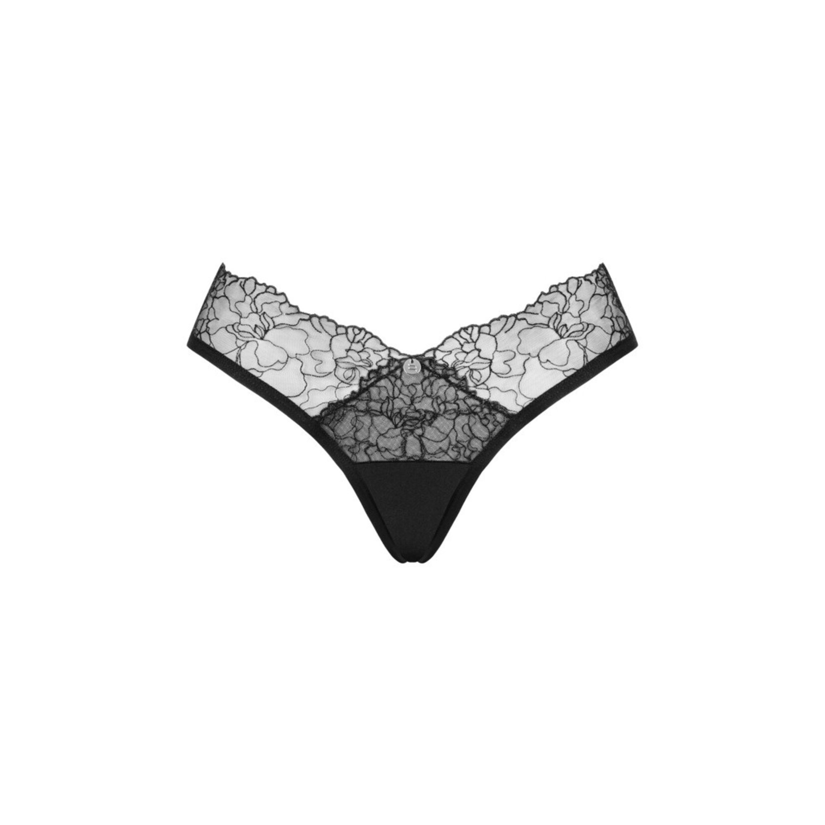 Obsessive Elegante slip nera Bella Rou con tulle ricamato di Obsessive