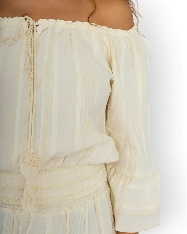 Dames 2-Delig Set - Korte Broek & Top-Off-shoulder - Ecru