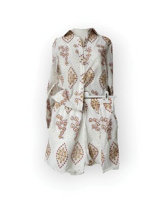 Dames Fashion - Set 2-Delig Blouse & Short - Broderie