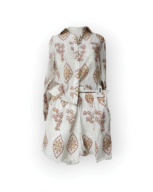 Dames Fashion - Set 2-Delig Blouse & Short - Broderie