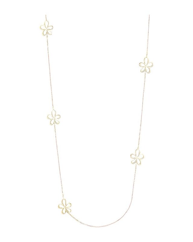 Dames Sieraad - Lange Ketting - Open Bloemen - Goud