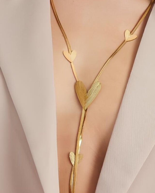 Dames Lange Hals Ketting - Hart Design - Goud - Fashion