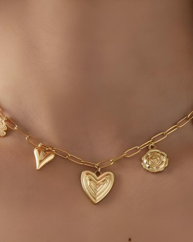 Dames Trendy - Schakelketting - Bedels - Goud
