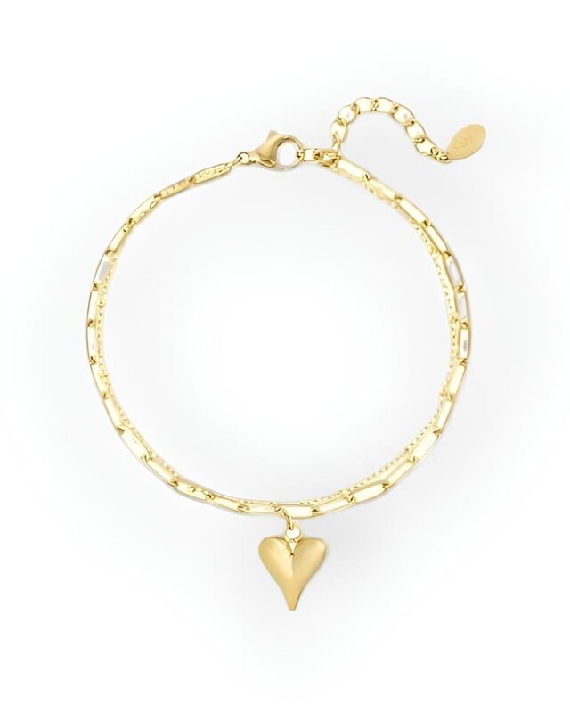 Dames - Sieraad - Armband - DubbelSchakel - Hartjes - Design