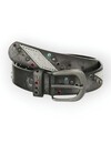 Dames Riem - Western - Leder- Strass - zilvergrijs