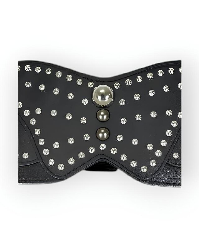 Dames Brede Riem - Elastisch - Leder - Studs - Zwart