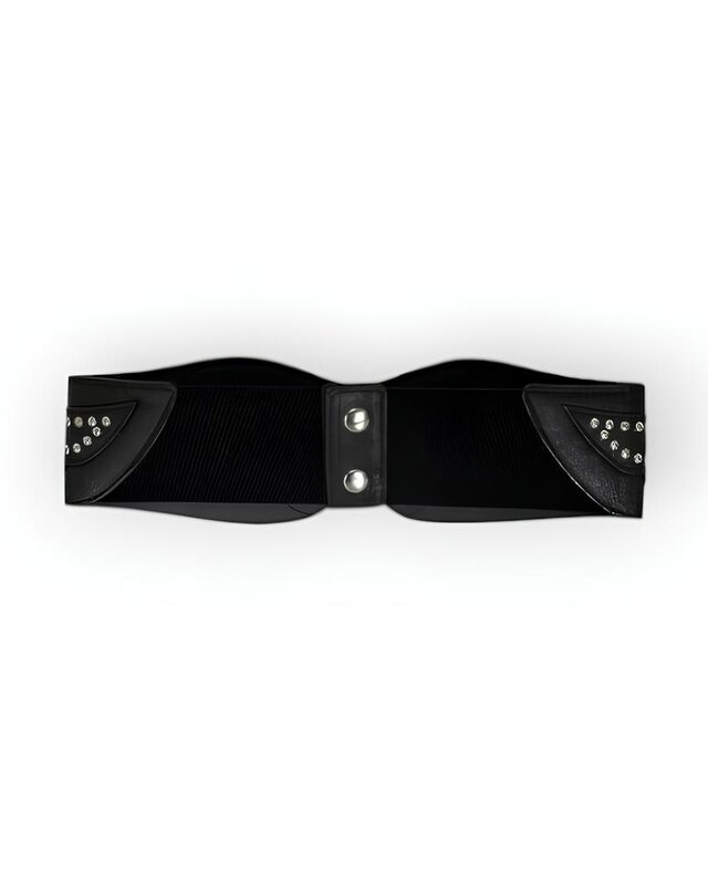 Dames Brede Riem - Elastisch - Leder - Studs - Zwart