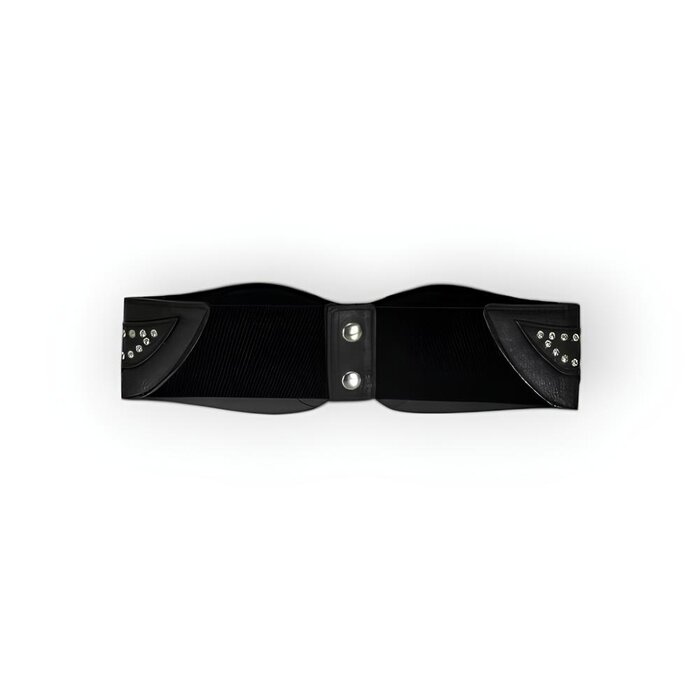 Dames Brede Riem - Elastisch - Leder - Studs - Zwart