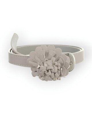 Dames Trendy Riem - Leder -Bloem design - Grijs