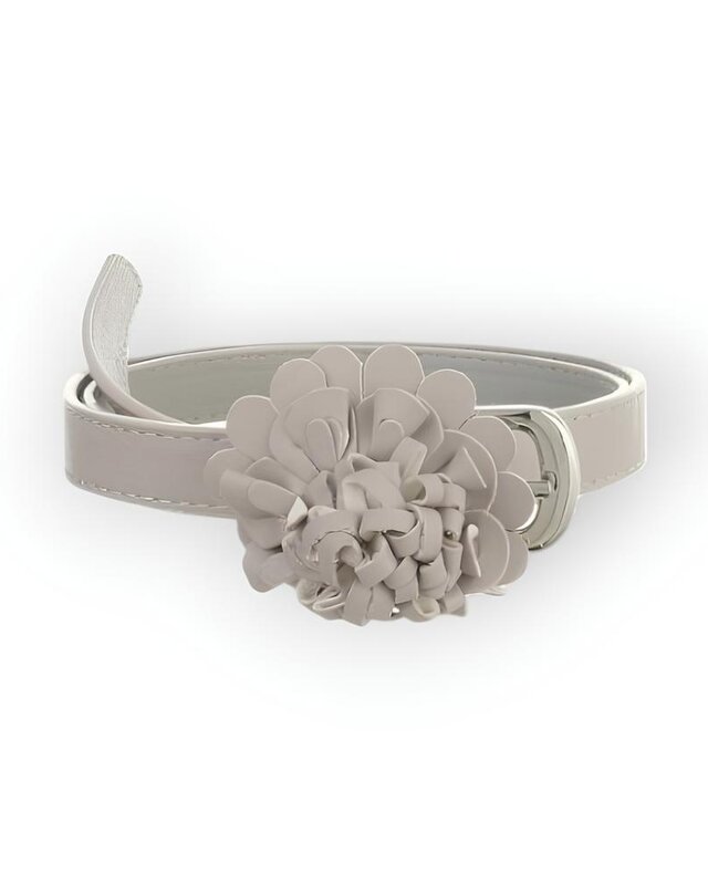 Dames Trendy Riem - Leder -Bloem design - Grijs