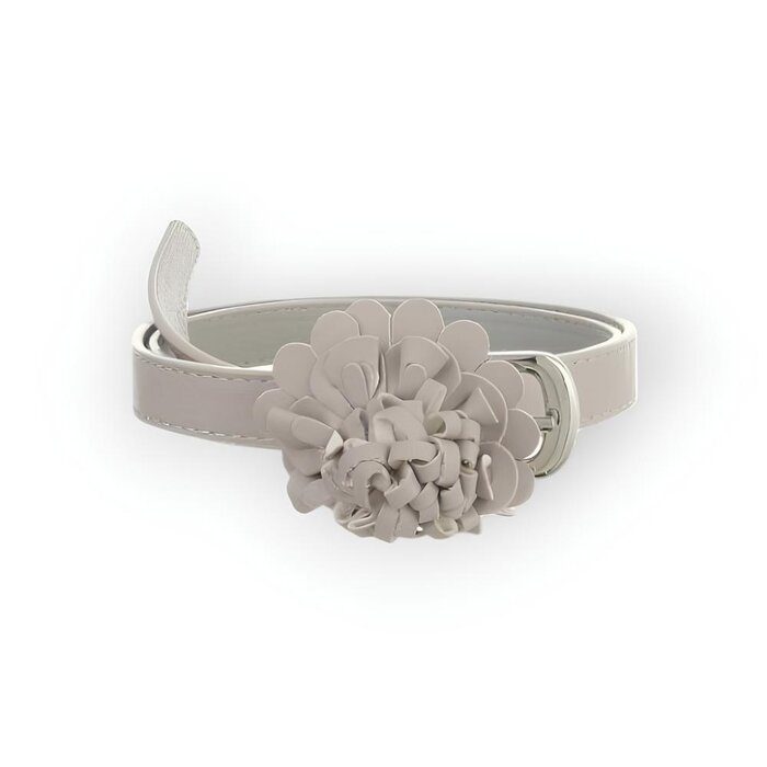 Trendy Riem - Leder -Bloem design - Grijs
