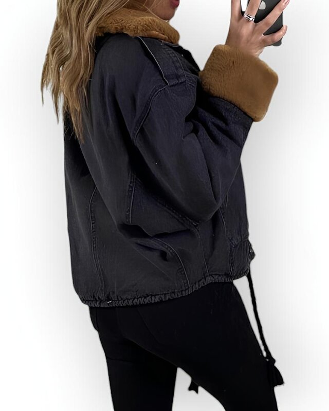 Winter - Dames Spijkerjack - Faux Fur – Warme Camel Tint & Trendy Look