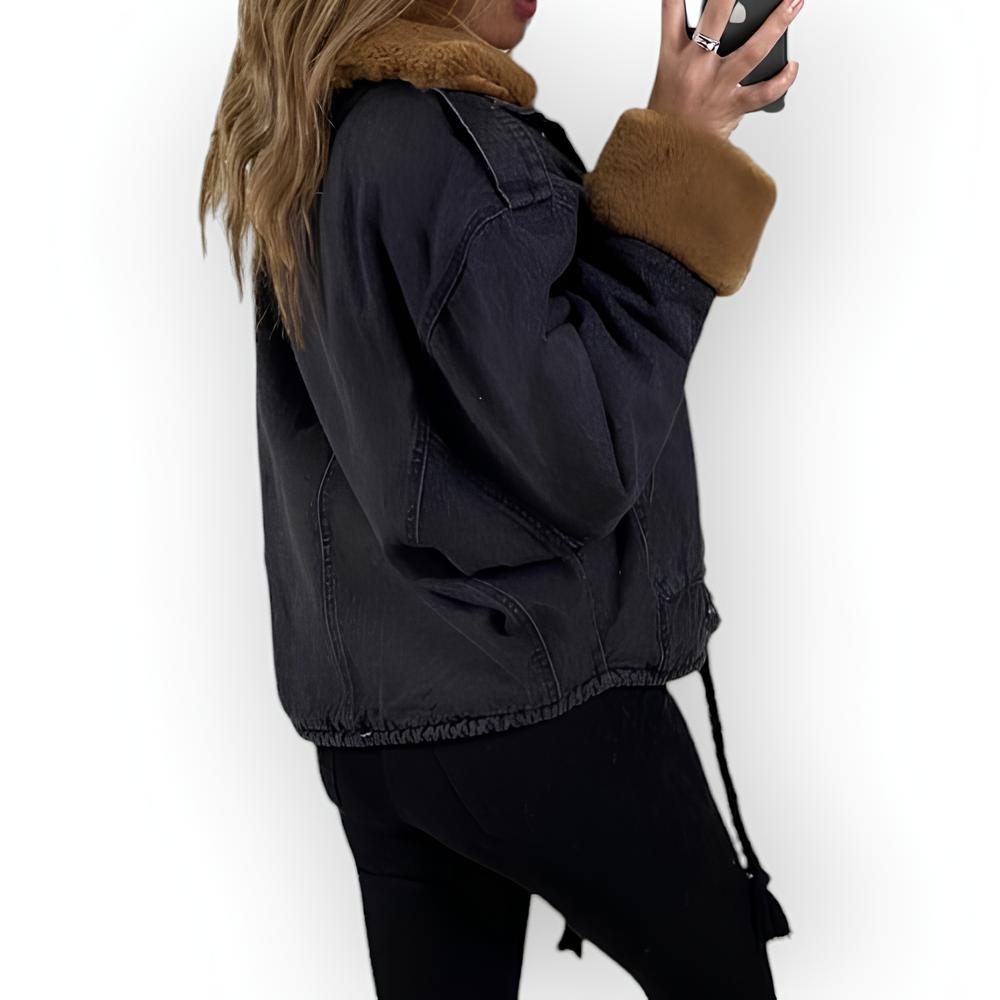 Winter - Dames Spijkerjack - Faux Fur – Warme Camel Tint & Trendy Look