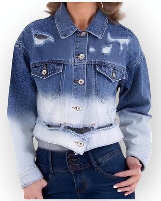 Raw Denim Damesjack – Gebleekt & Met Stoere Scheuren - Trendy Look