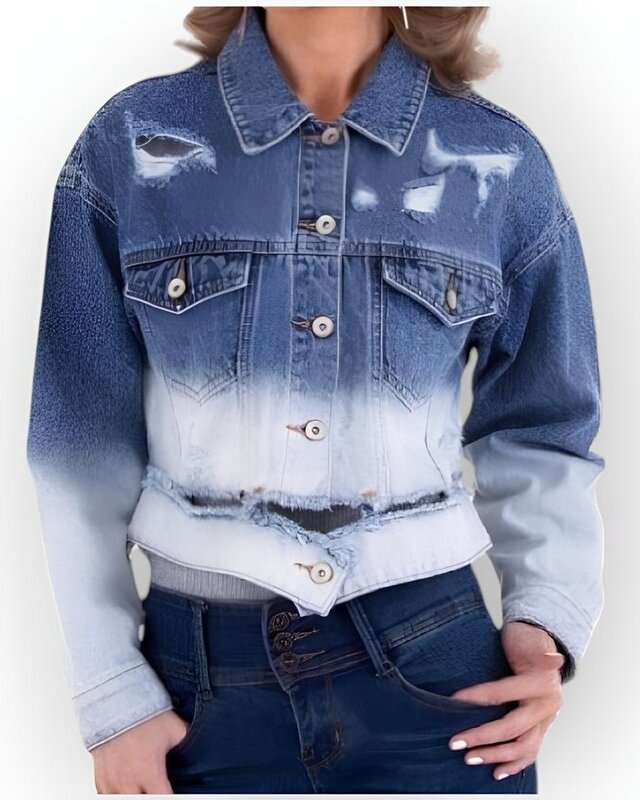 Raw Denim Damesjack – Gebleekt & Met Stoere Scheuren - Trendy Look