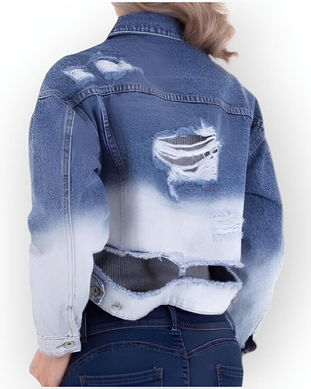 Raw Denim Damesjack – Gebleekt & Met Stoere Scheuren - Trendy Look
