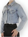 Dames - Denim Jacket - Diamonds - Glamour Fashion