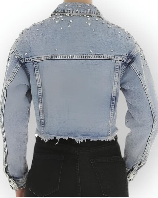 Dames - Denim Jacket - Diamonds - Glamour Fashion