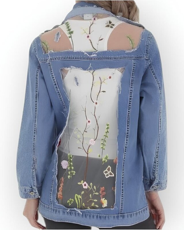 Denim Dames Jack - Flowers - Embroid - Special