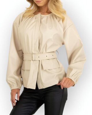 Dames - Biker Jack - leder - creme