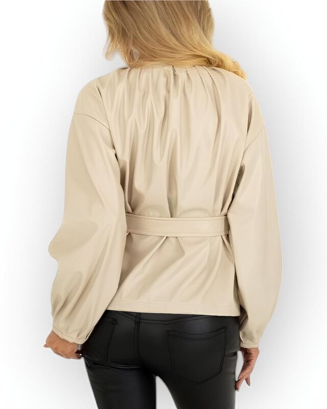 Dames - Biker Jack - leder - creme