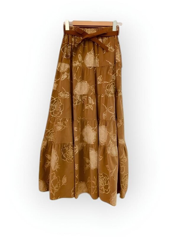 Dames - Lange Rok - Bloemen design - Glitter Fashion