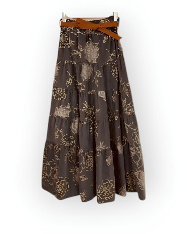 Dames - Lange Rok - Bloemen design - Glitter Fashion