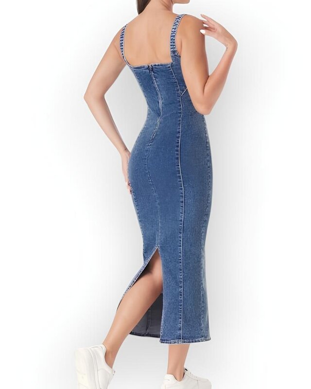 Trendy Denim Maxi Jurk – Slim Fit - Denim for all