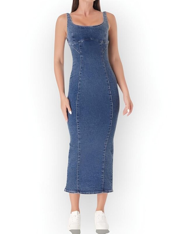 Trendy Denim Maxi Jurk – Slim Fit - Denim for all