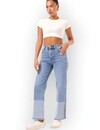 Trendy Wide-Leg Jeans -Patchwork Design – High Waist