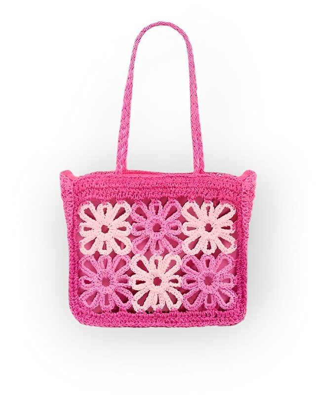 Dames duurzame - Schouder Tas -Bloemen Geweven