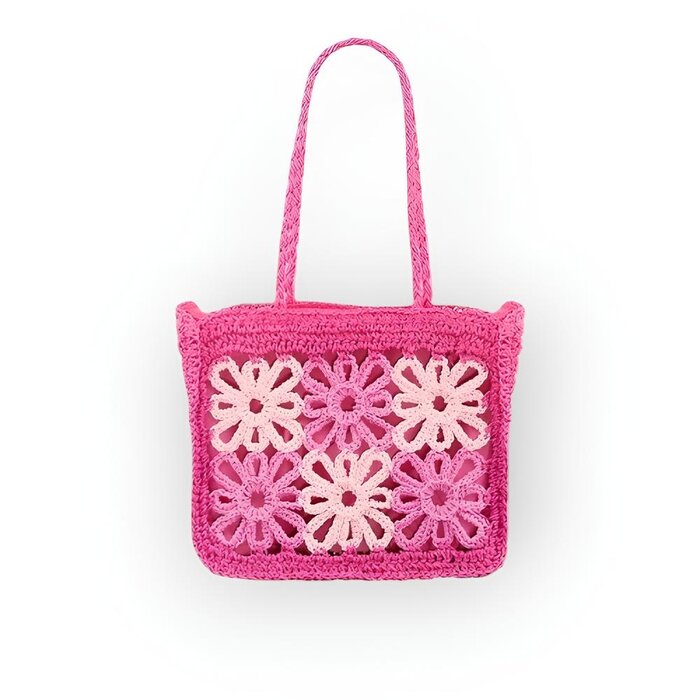 Dames duurzame - Schouder Tas -Bloemen Geweven