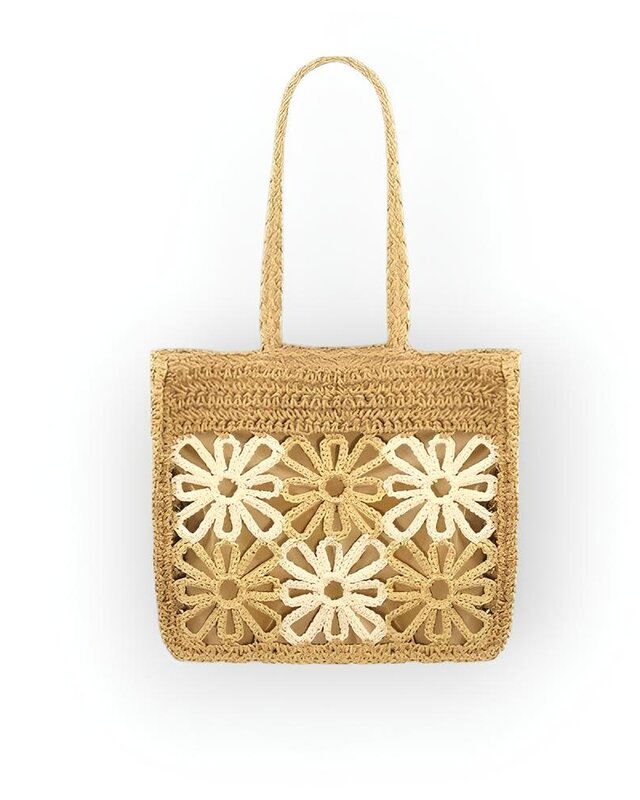 Dames duurzame - Schouder Tas -Bloemen Geweven