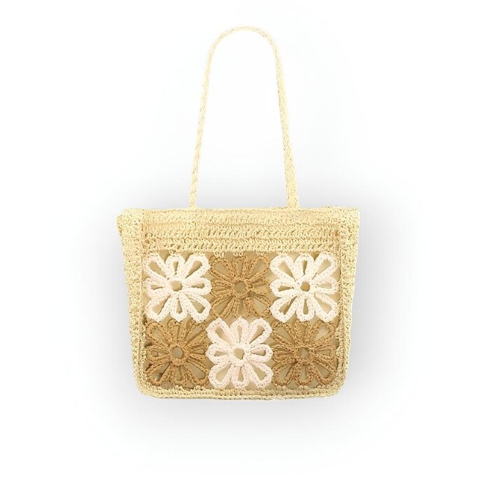 Dames duurzame - Schouder Tas -Bloemen Geweven