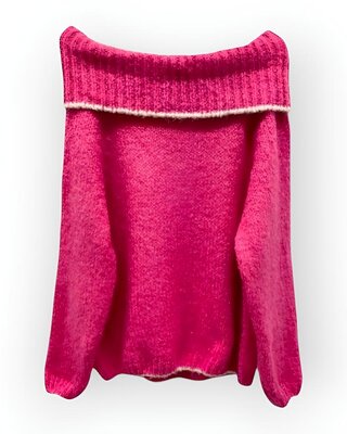 Off-shoulder Dames Trui - Trendvol - Fuchsia