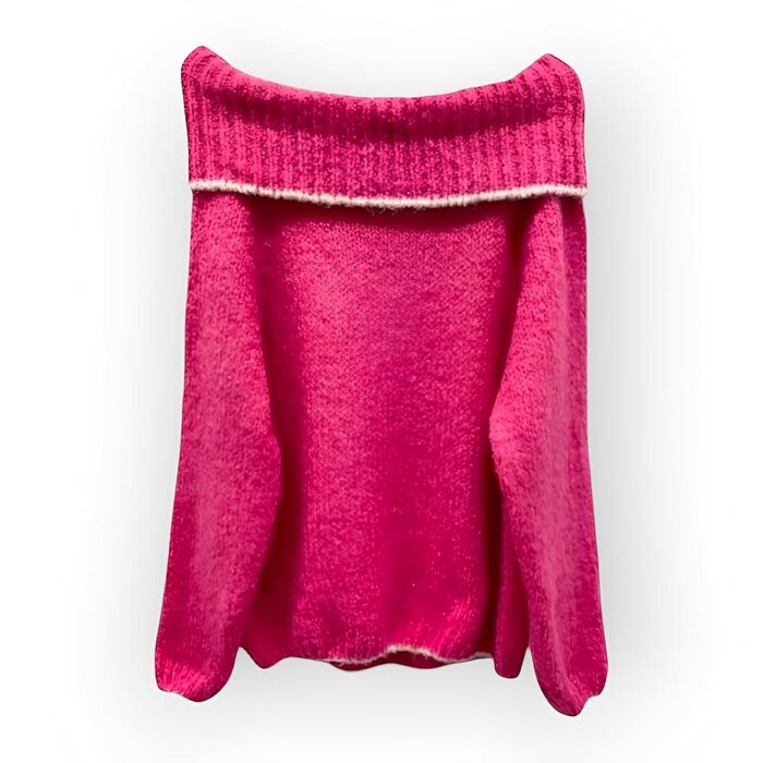 Off-shoulder Trui - Trendvol - Fuchsia