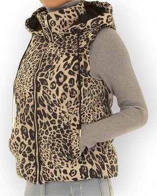 Stoere Bodywarmer - Dames - Luipaardprint