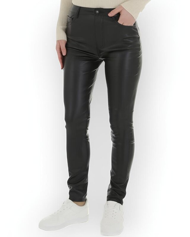Dames Stoere  Broek -  Slimfit - Leder
