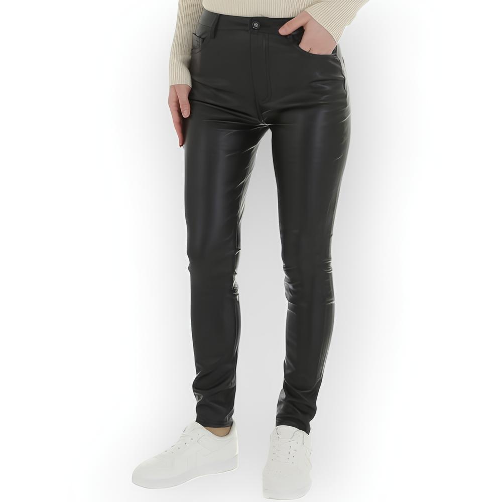 Dames Stoere  Broek -  Slimfit - Leder
