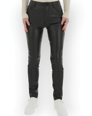 Dames Stoere  Broek -  Slimfit - Leder