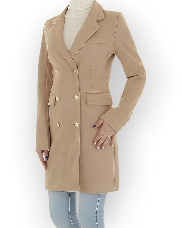 Dames Lange Blazer - Fluweel zacht - Gouden Knopen