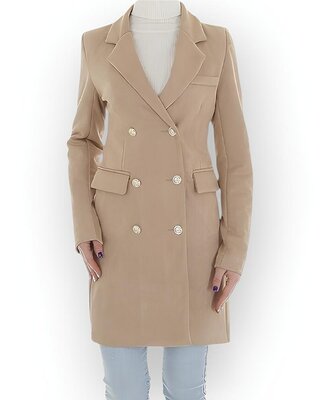 Dames Lange Blazer - Fluweel zacht - Gouden Knopen