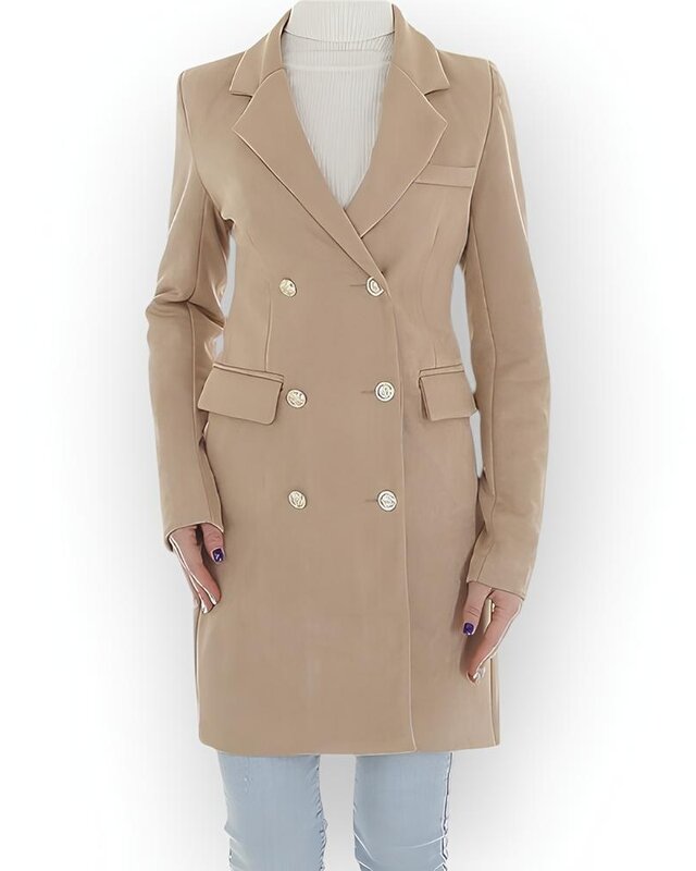 Dames Lange Blazer - Fluweel zacht - Gouden Knopen