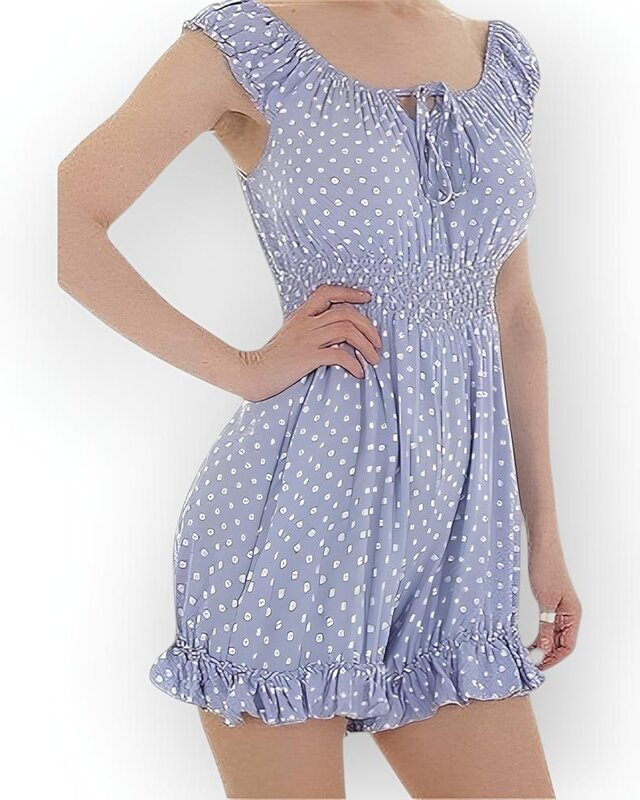 Dames - Playsuit - Witte Stippen - Luchtige Mode