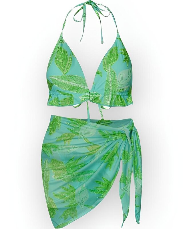Triangel Bikini - 3-Delig - Bladerenmotief - Nature