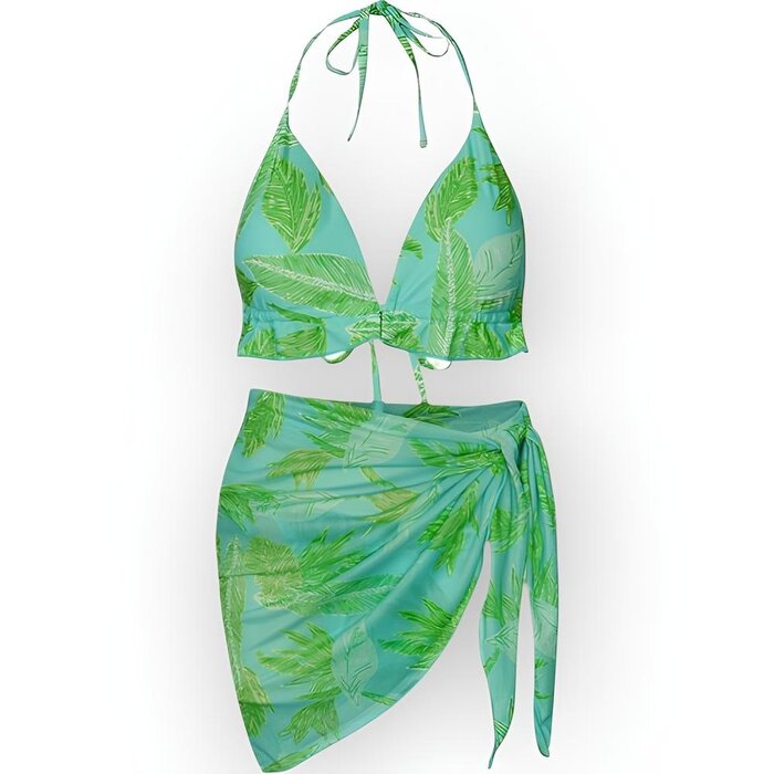 Triangel Bikini - 3-Delig - Bladerenmotief - Nature