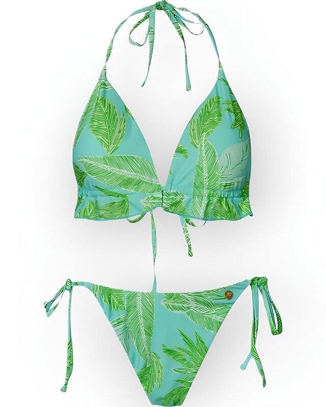 Triangel Bikini - 3-Delig - Bladerenmotief - Nature