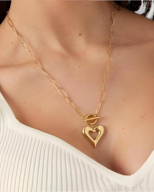 Dames Schakel Hals Ketting - Hart - Hanger - Sieraad