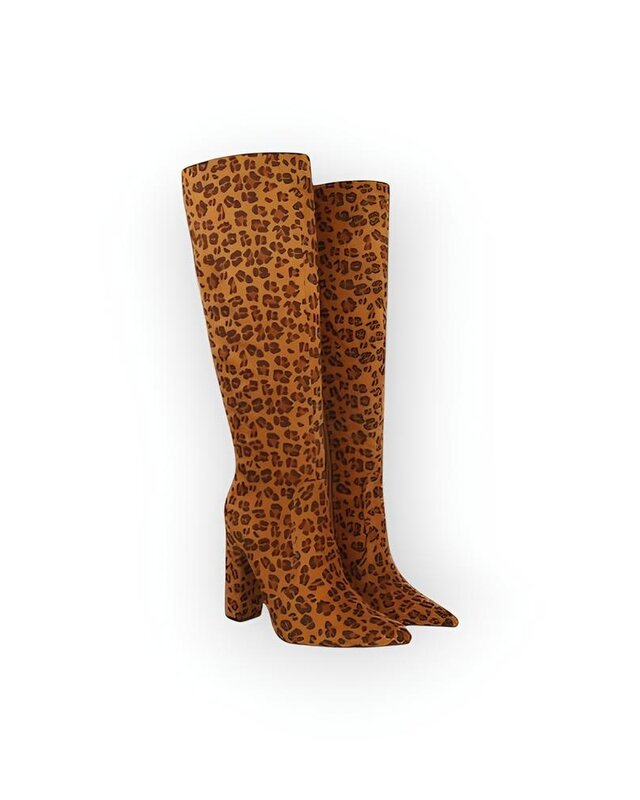 Hoge Luxe - Dames Laarzen - suede  - Luipaard - Durf Jij