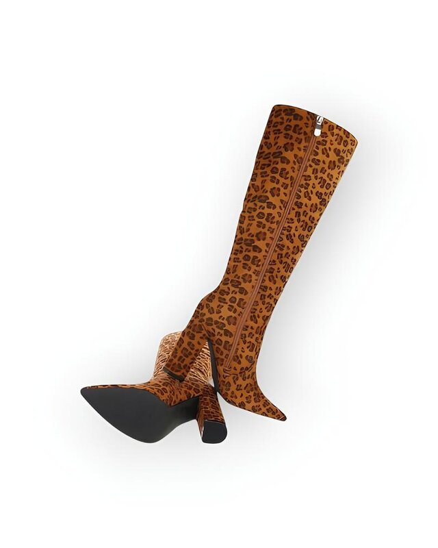 Hoge Luxe - Dames Laarzen - suede  - Luipaard - Durf Jij